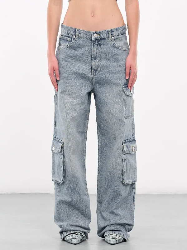 Denim Cargo Jeans (J0331-8720-LT-BLUE) Monochromatic All - in - one