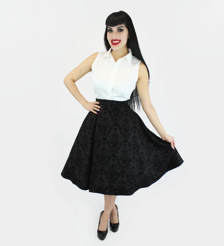 Damask Black Full Circle Skirt Dynamic Women's Moto