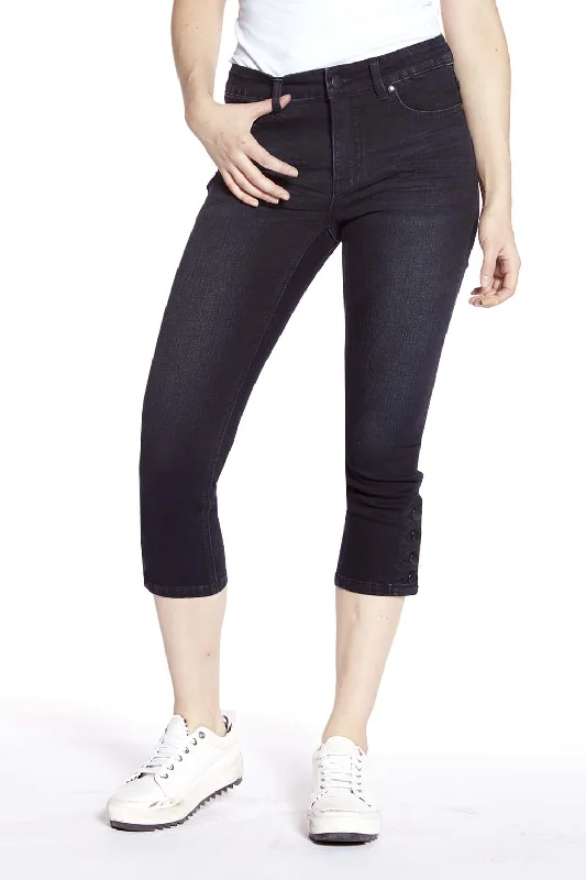 LUCY - 5-Pocket Capri - Blue Black Wash Stylish Women's Tropical 