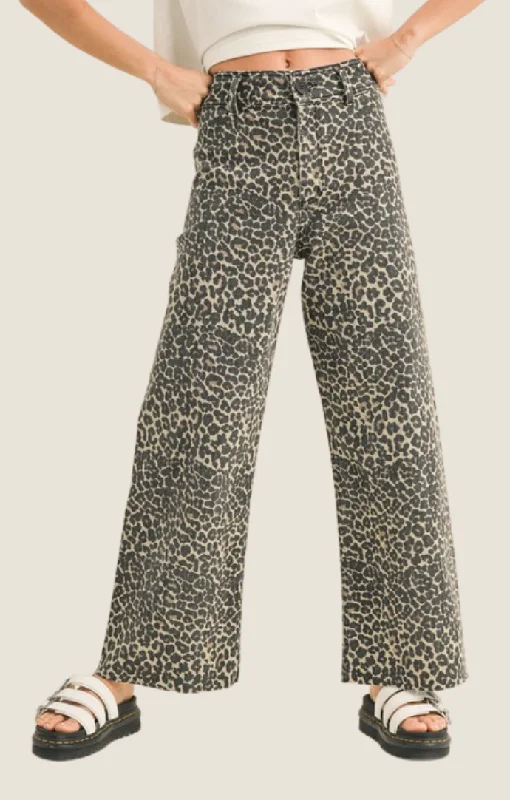 Nissa Leopard Wide Leg Jeans Cashmere