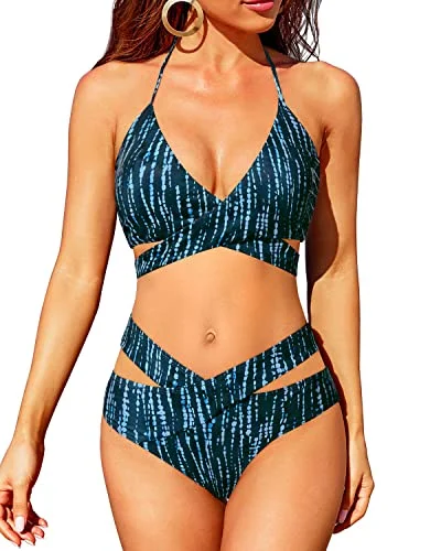 Criss Cross Halter Wrap Two Piece Bathing Suit Sets for Women Bikini Sharp Women's Italian Criss Cross Halter Wrap Two Piece Bathing Suit Sets for Women Bikini Sharp Women's Italian