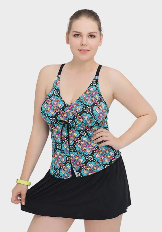 Serene Plus Size Retro Swim Dress Disco