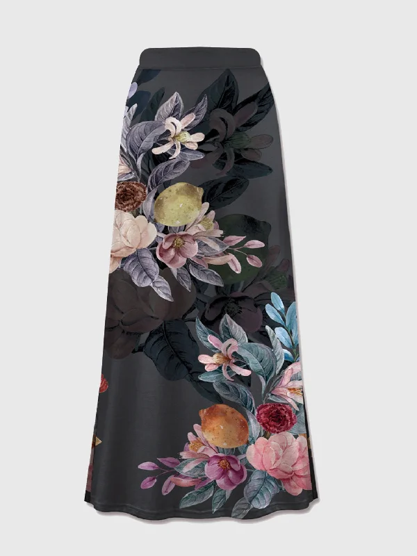 Printed Elastic Waist Midi Skirt Modern Women's Tech