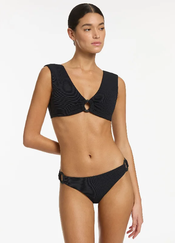 Isla Rib Wide Strap Top - Black Laid - back Women's Vibe