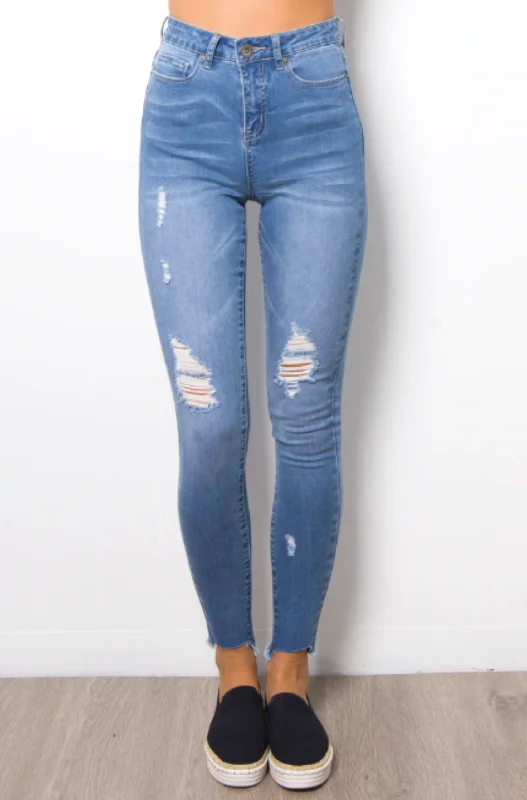 Kim Jean Ripped Blue Wash Sophisticated Women's 