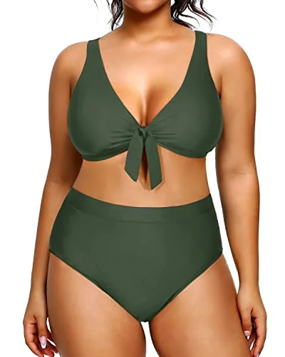 Women's Plus Size Cute Bikini High Waisted Swimsuits Two Piece Bathing Suits-Army Green Trendy Women's Oversized Women's Plus Size Cute Bikini High Waisted Swimsuits Two Piece Bathing Suits-Army Green Trendy Women's Oversized