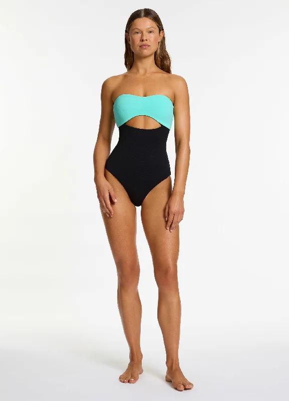 Versa Rib Cut Out Bandeau One Piece - Black / Dolce Earthy Women's Hemp - based