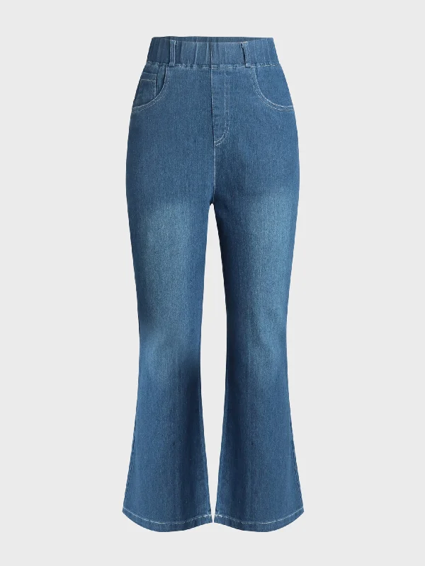 Women's No-Button Stretch Flare Jeans Sleek Women's 