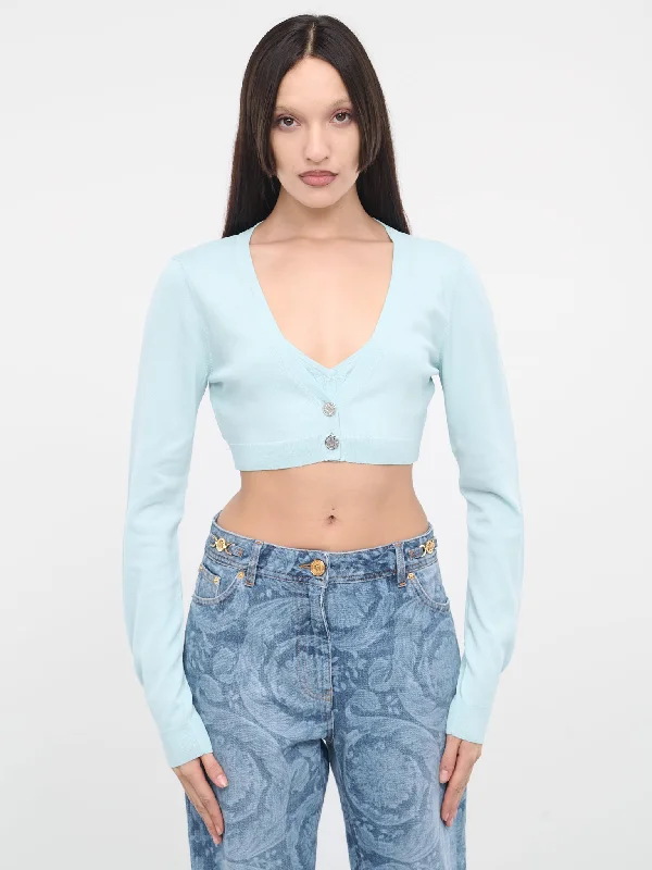 Cropped Cardigan (A0907-3703-0332-AQUA-BLUE) Stylish Women's Neon