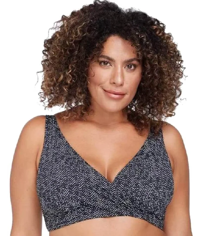 Artesands Zig Zag Delacroix Cross Front D-G Cup Bikini Top - Black Trendy Women's 