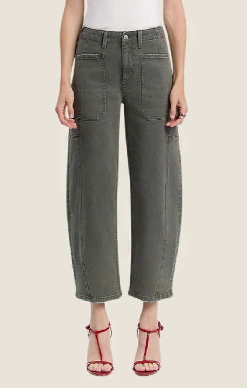 Frankie Forest Green Barrel Jeans Traditional Women's Wool
