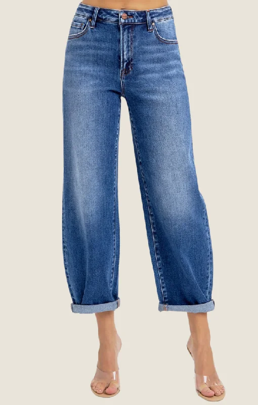 Lotus Dark Wash Barrel Jeans Unique Women's Upcycled