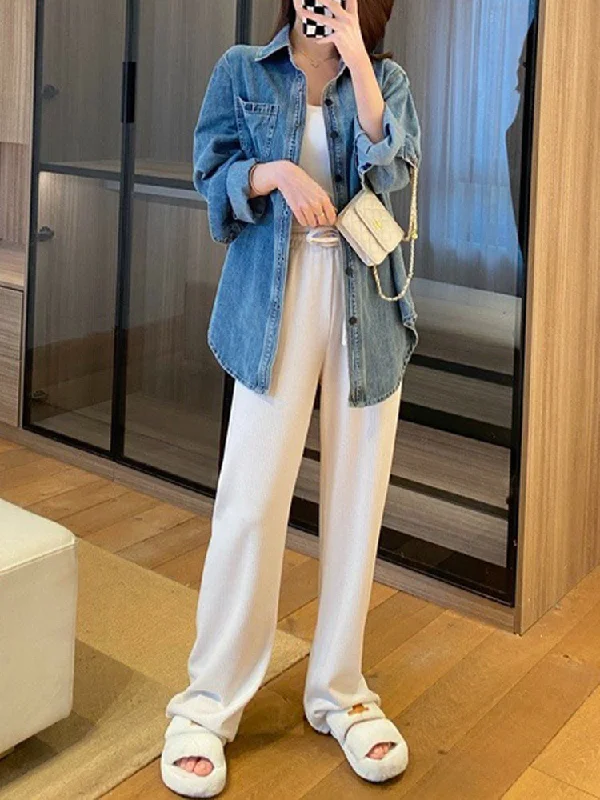 Buttoned Down Denim Top Jacket Bold Women's Statement
