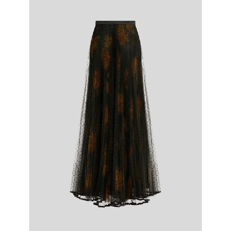 LONG PLEATED TULLE SKIRT WITH DAHLIAS Athletic Women's 