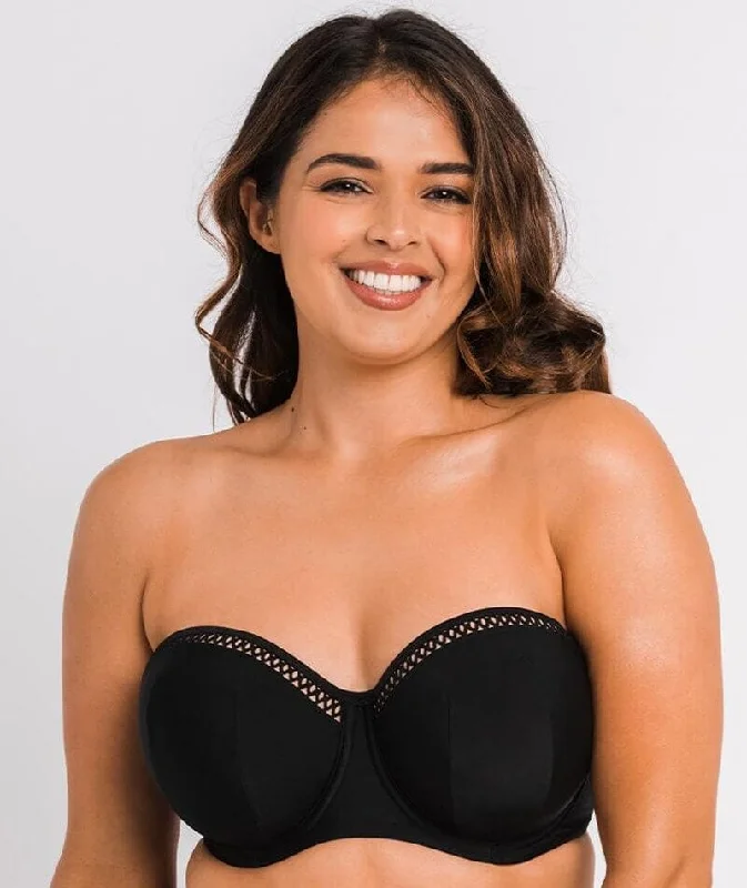 Curvy Kate First Class Bandeau Bikini Top - Black Street