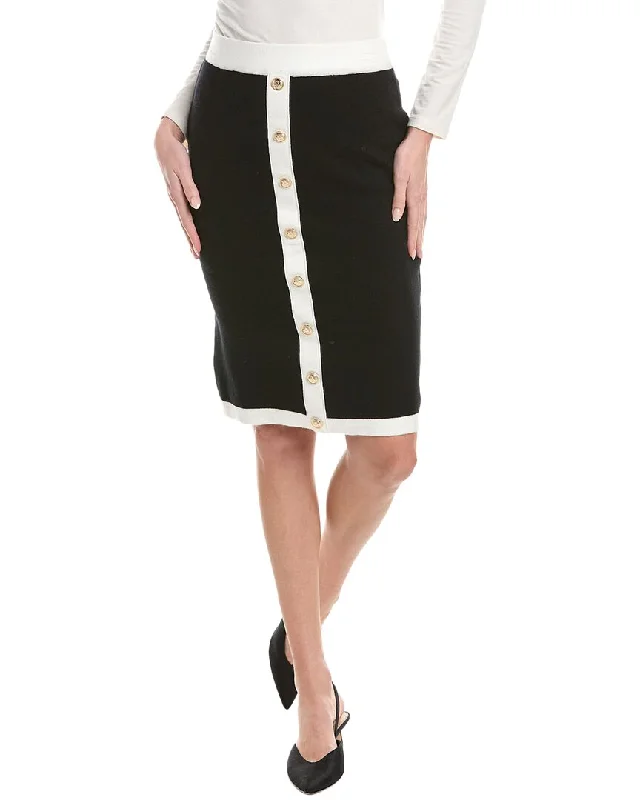 T Tahari Button Front Pull-On Skirt Women