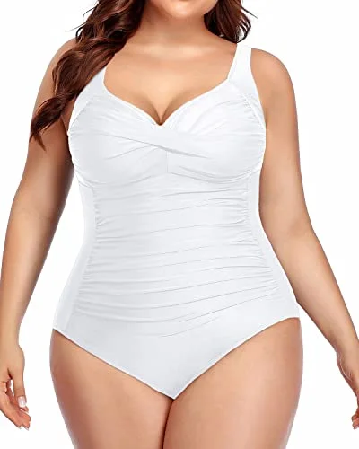 Retro One Piece Swimsuits Soft Wide Straps Plus Size Sexy Swimsuits For Women-White Confident Women's Power Retro One Piece Swimsuits Soft Wide Straps Plus Size Sexy Swimsuits For Women-White Confident Women's Power