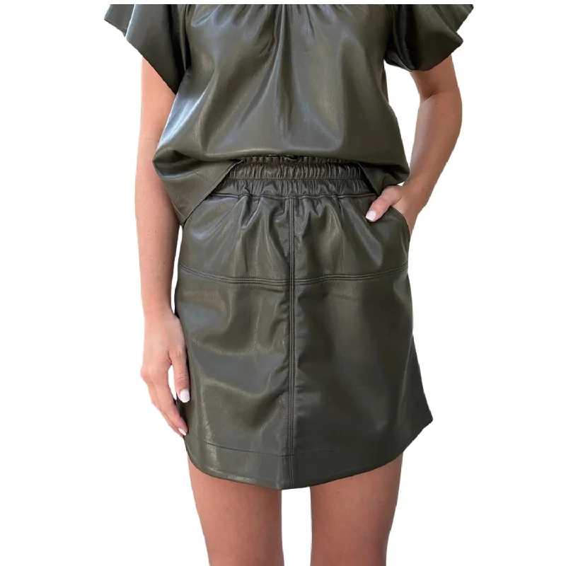 Mikia Mini Skirt In Olive Earthy Women's 