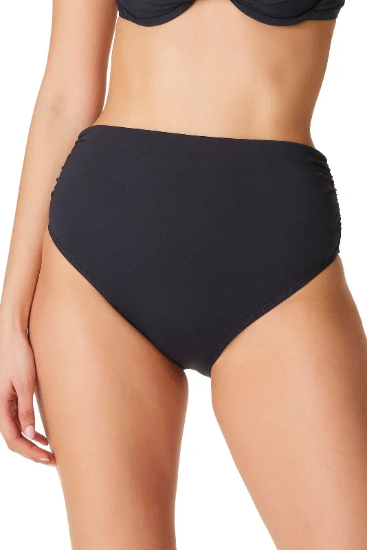 Kore Shirred High Waist Bikini Bottom Polished Women's Silk