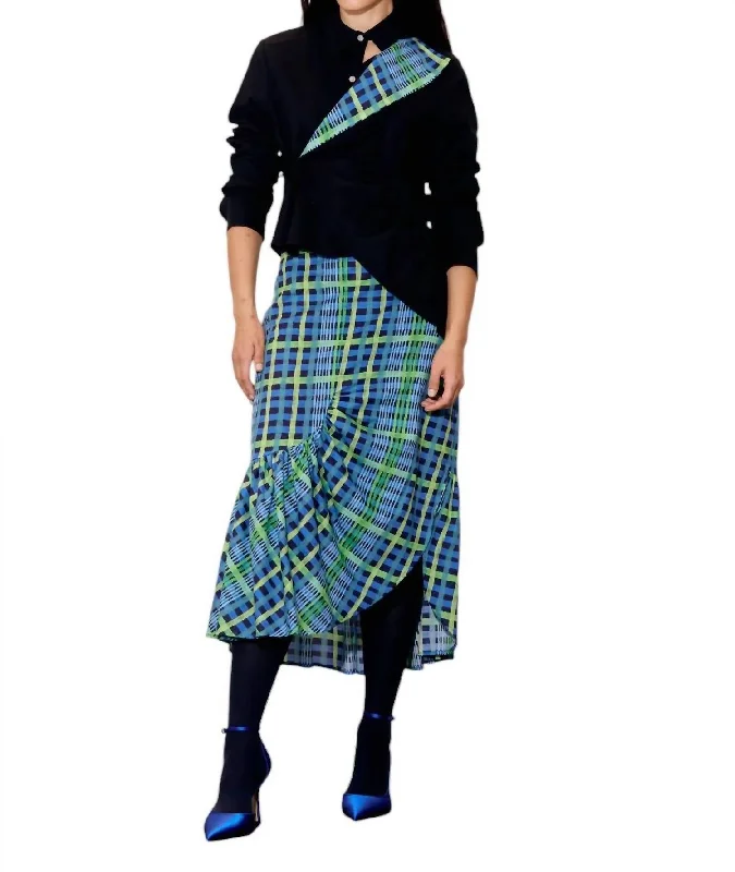 Diana Ruffle Midi Skirt In Trazos French