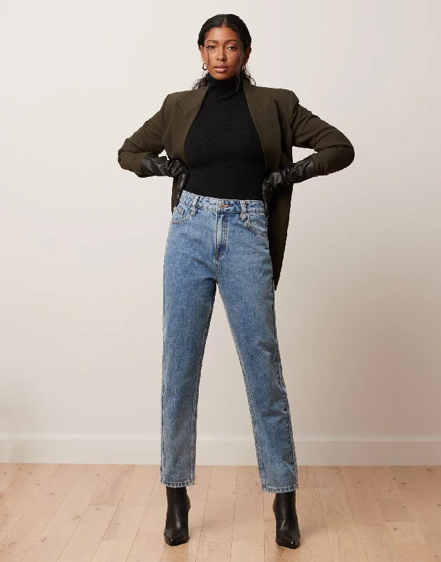 EMILY SLIM JEANS / BLUE ACID / 100% COTTON Sporty Women's Athleisure 