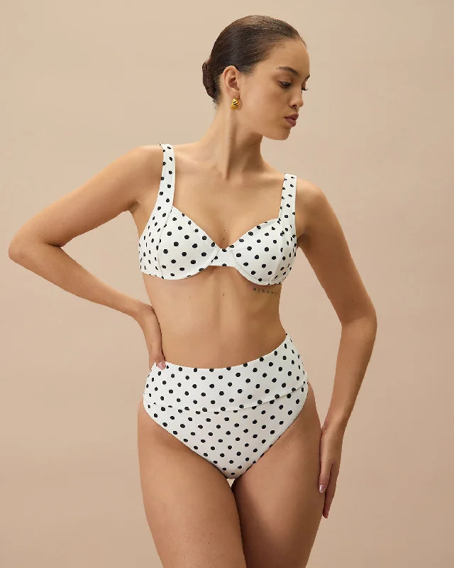 The White Polka Dot Underwire Bikini Top Classic Women's Tweed
