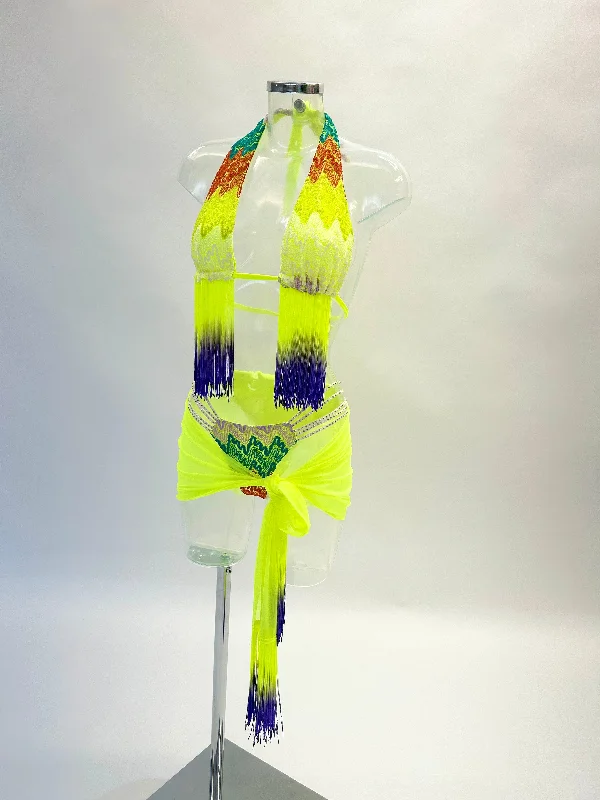 The LILY Bikini and Sarong (Neon Yellow) Cozy Women's Sherpa - lined