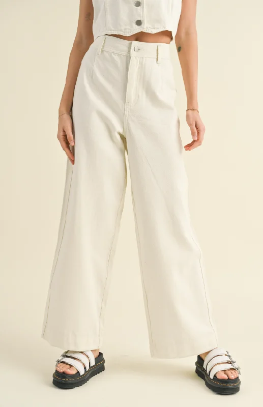 Journee Crop Wide Leg Jeans - Ecru Hip Women's Urban