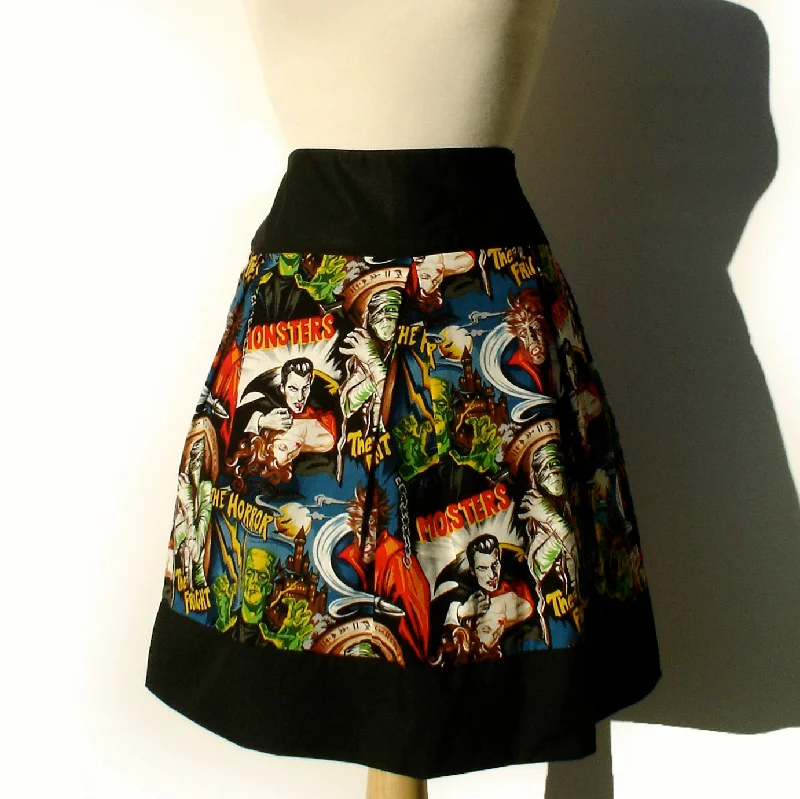 Retro Horror Movie Hollywood Monsters Vintage Inspired Skirt #S-RS712 French