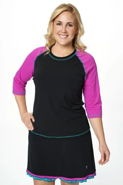Baseball Babe Inspired 3/4 Sleeve Rash Guard Swim Shirt - Chlorine proof garde