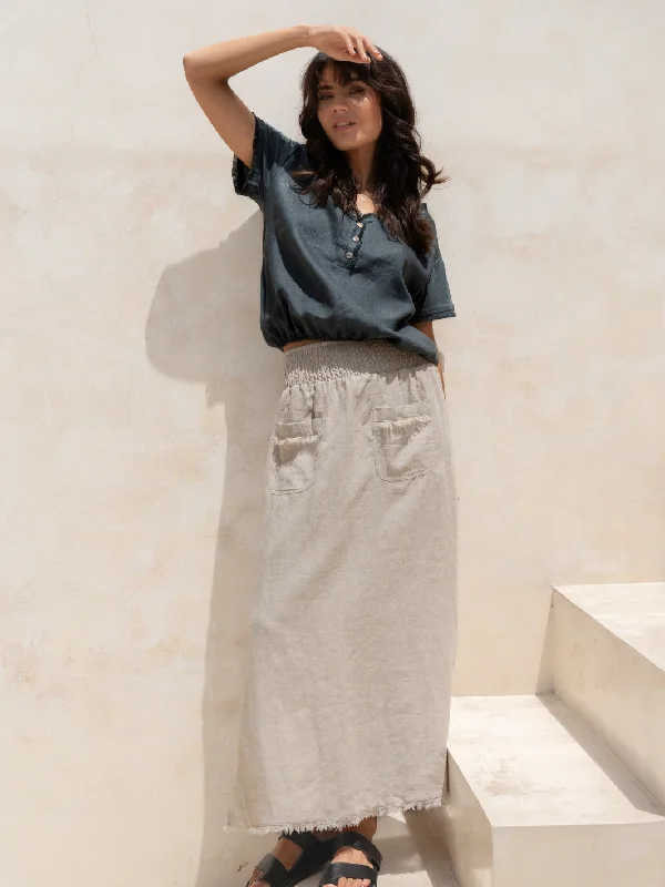 Aurora French Linen Skirt Flax Edgy Women's Punk