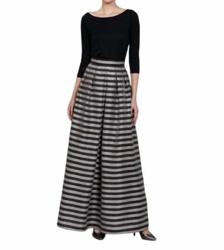 Full Length Skirt In Black Taupe Sleek Women's 
