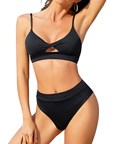 Cutout High Waisted Bikini Sets for Women Two Piece Bathing Suits Country