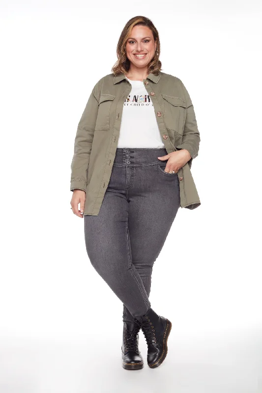 MIA - High Rise Skinny PLUS - Dark Grey Wash Cool Women's Distressed
