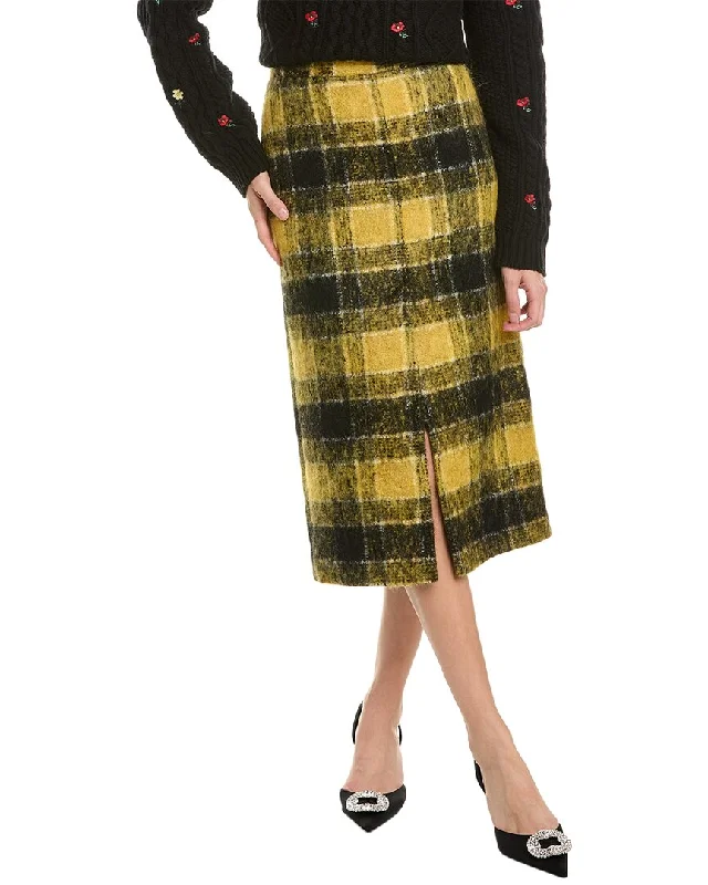 RED Valentino Wool, Mohair, & Alpaca-Blend Skirt Stylish Women's Neon