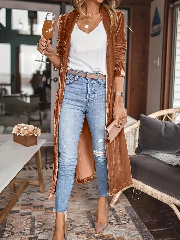 Open Front Long Sleeve Coat Trendy Women's Oversized