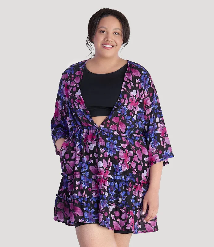 BellaStyle Tie Front Tiered Cover-Up Floral Elegance Print Tough Women's Military - inspired BellaStyle Tie Front Tiered Cover-Up Floral Elegance Print Tough Women's Military - inspired