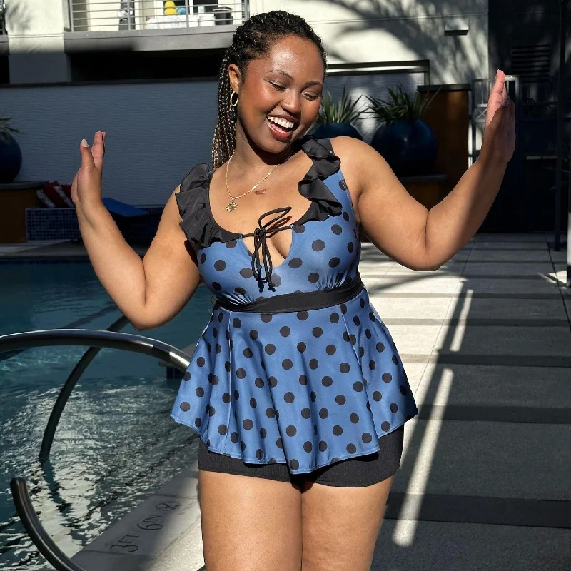 Beam Me Up Tankini Top - Polka British Gentlewoman Style
