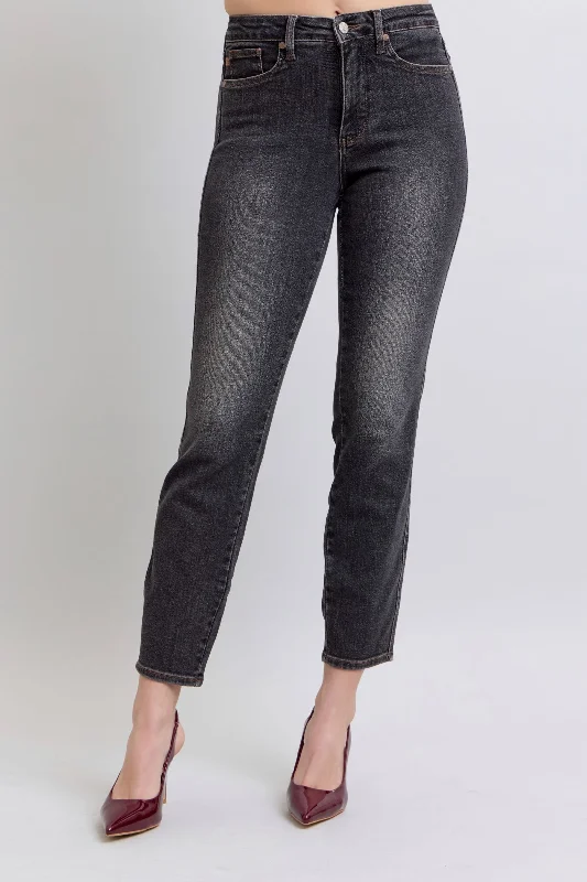 Judy Blue Mid Rise Tummy Control Slim Denim Jeans 88902 Cozy Women's Winter