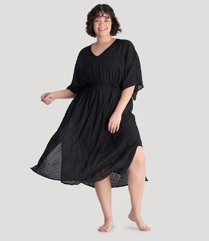 BellaStyle V-Neck Long Gathered Caftan Stylish Women's Neon
