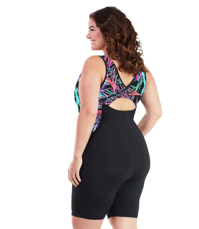 AquaSport Crossback Aquatard Sunset Palm Print Black Youthful Women's Pop