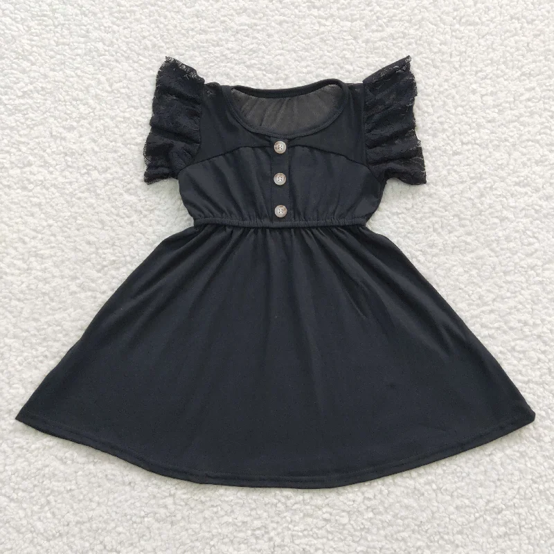 Girl black short sleeve tulle dress GSD0429 Earthy Women's 
