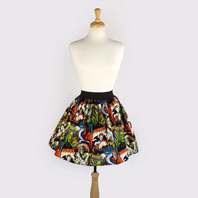 Pinup Hollywood Monsters A-line pleated Skirt #S-AP712 Feminine Women's Style 