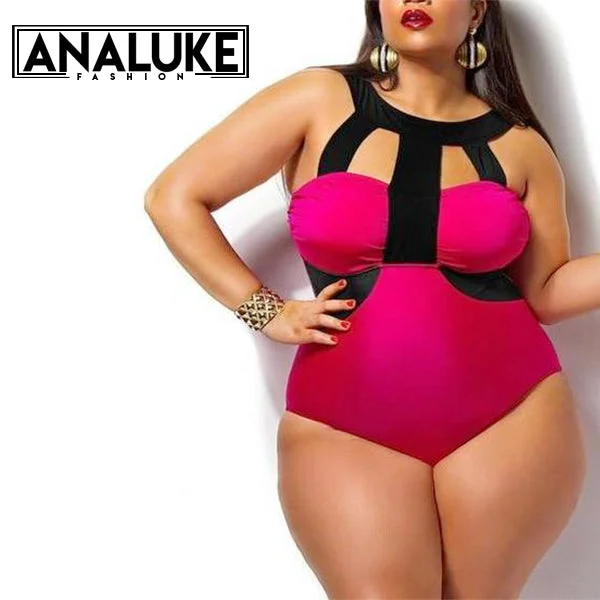 Plus Size Patchwork Cut Out Swimwear French