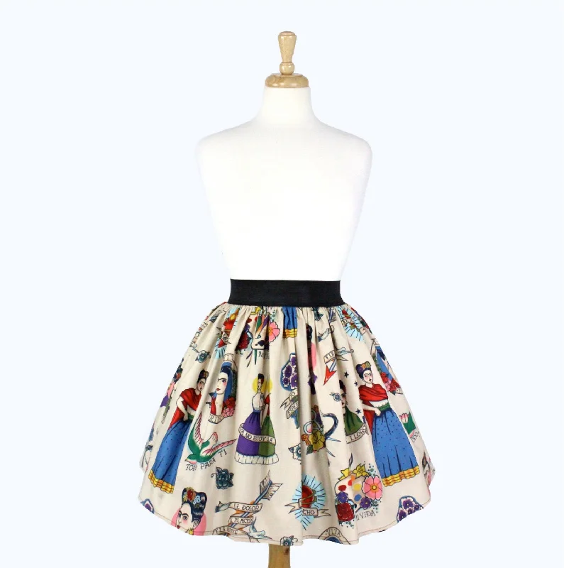 Colorful Elastic Frida Portrait Skirt # S-AP646 Vacation