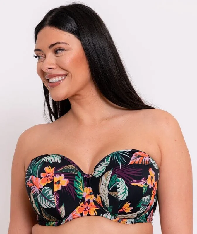 Curvy Kate Cuba Libre Bandeau Bikini Top - Print Mix British Gentlewoman Style