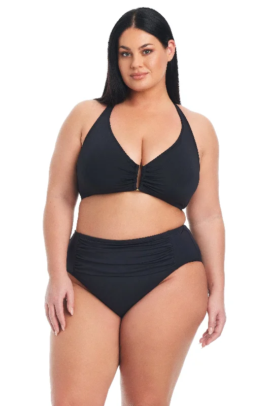 Kore High Waist Tummy-Tuck Control Plus Bikini Bottom Sleek Women's Metallic