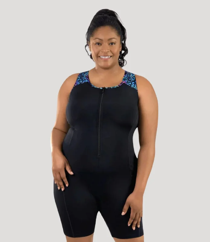QuikEnergy Racerback Zip Front Aquatard Coral Reef Black Rugged Women's Outdoor 