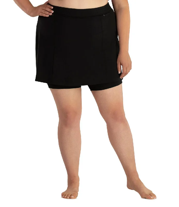 QuikEnergy Swim Skirt with Short Black Sleek Women's Metallic