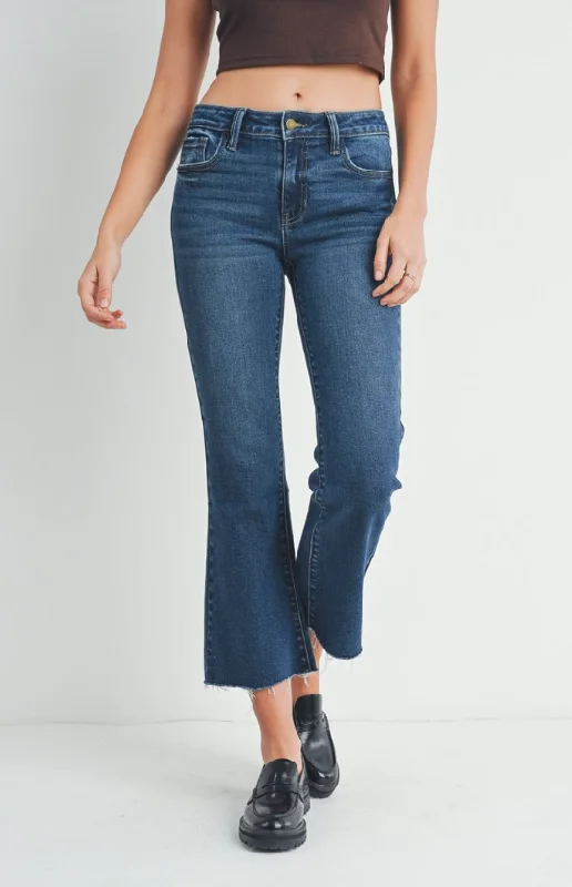 Just USA Jeans Stretchy Cropped Flare Jean - Dark Denim Relaxed Women's 